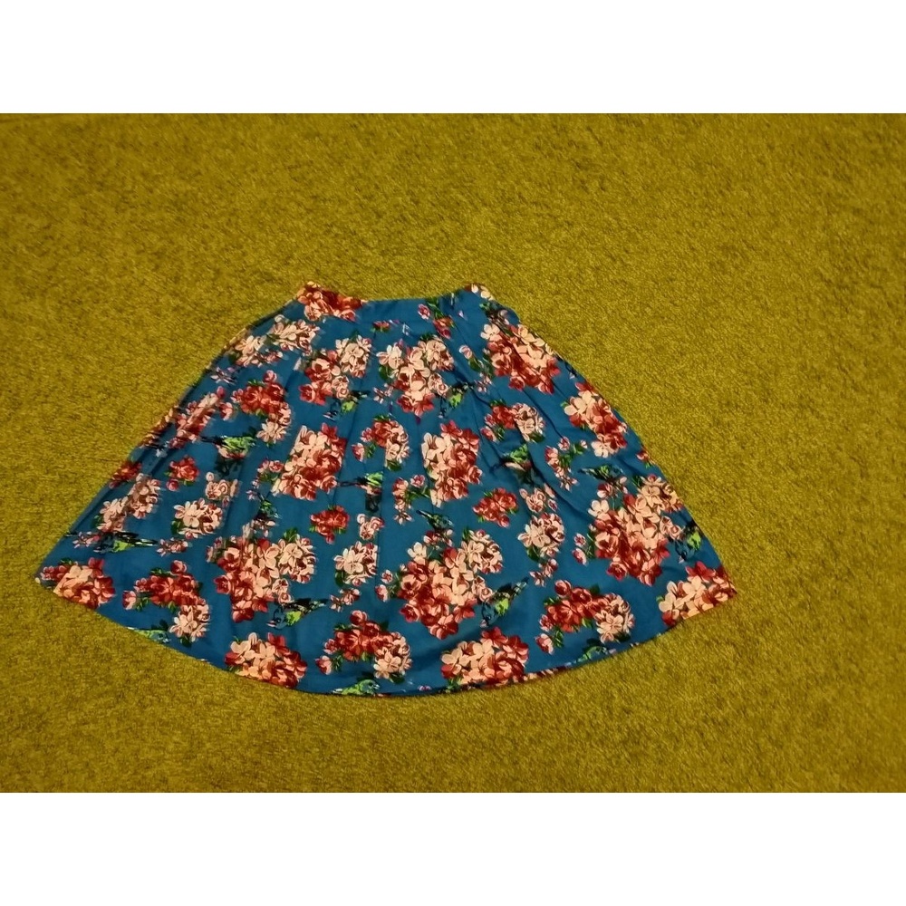 Midi Skirt Women's Blue EUC Floral Print